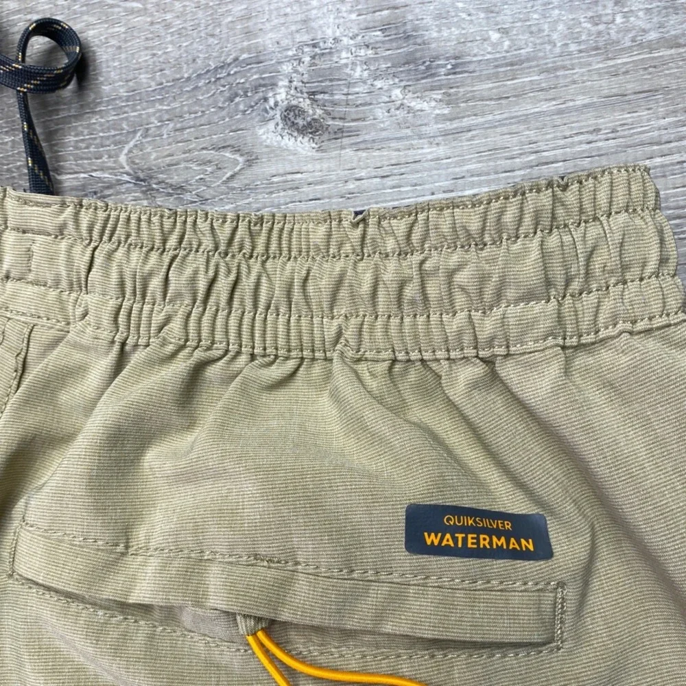 Quiksilver‎ Shorts Waterman Collection Mens Tan Khaki Elastic Waist Drawstring
